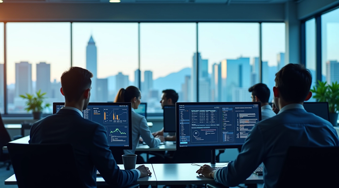 Anomaly Shield Analytics Ltd team working on fraud detection systems in modern office